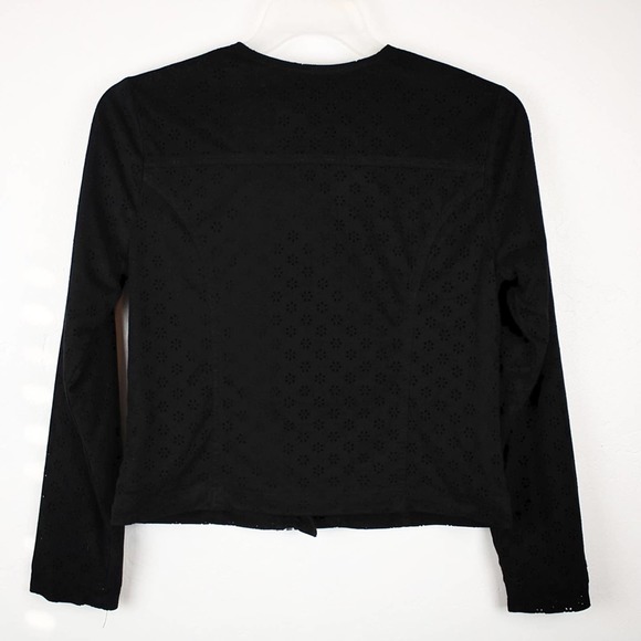 Girls JUSTICE Eyelet Microfiber Long Sleeve Zip Motto Jacket,Black,Size 16/18/XL - Picture 2 of 6